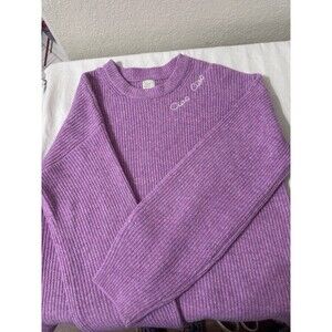 A New Day Ciao Ciao pink Purple Ribbed-Knit, Crew Neck Sweater Size L